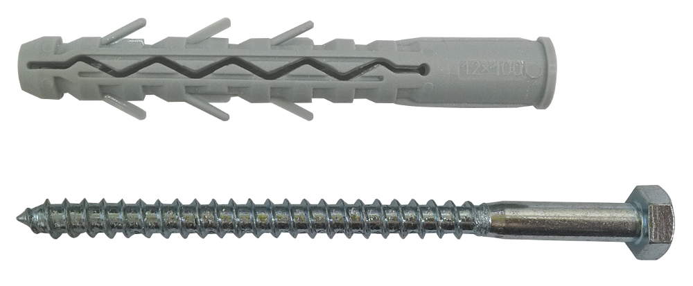 Дюбель з шурупом, рамно-фасадний, 12x160 нейлон цинк шестигранна